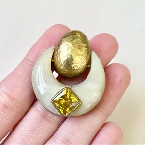 Ashley Pittman loose pendant - gold bronze & yellow stone - natural horn